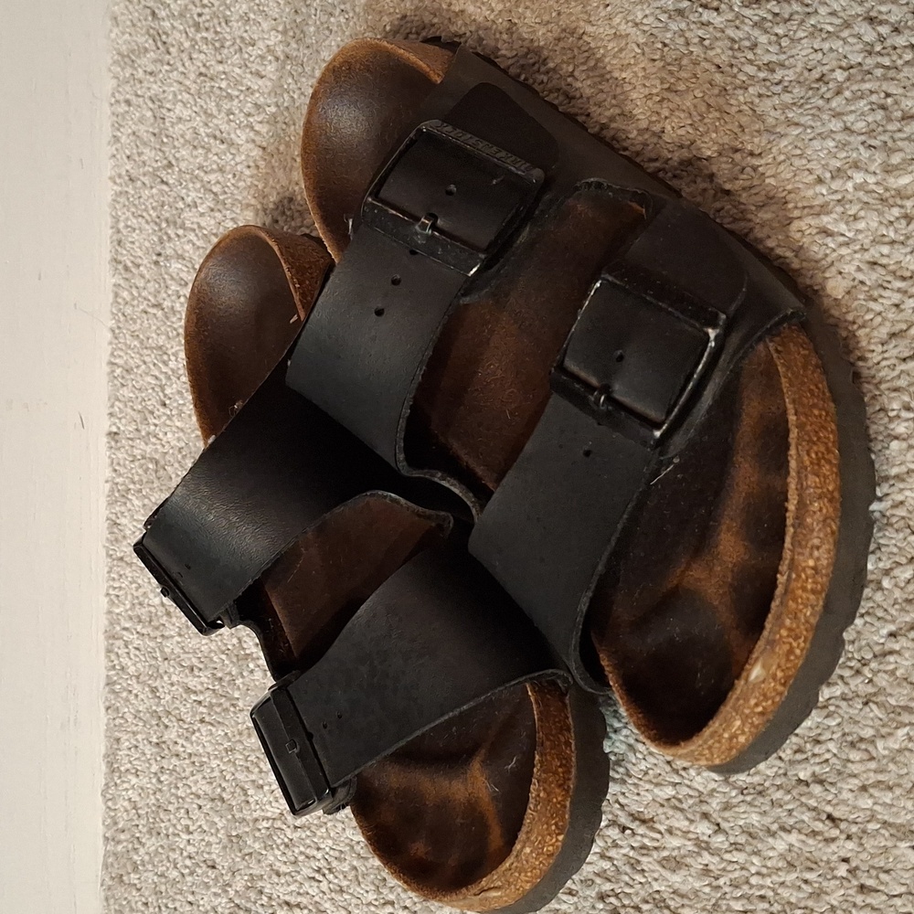 Birkenstock Arizonia Slide Black Double Strap Sandals Size 37 U.S. 6-6.5